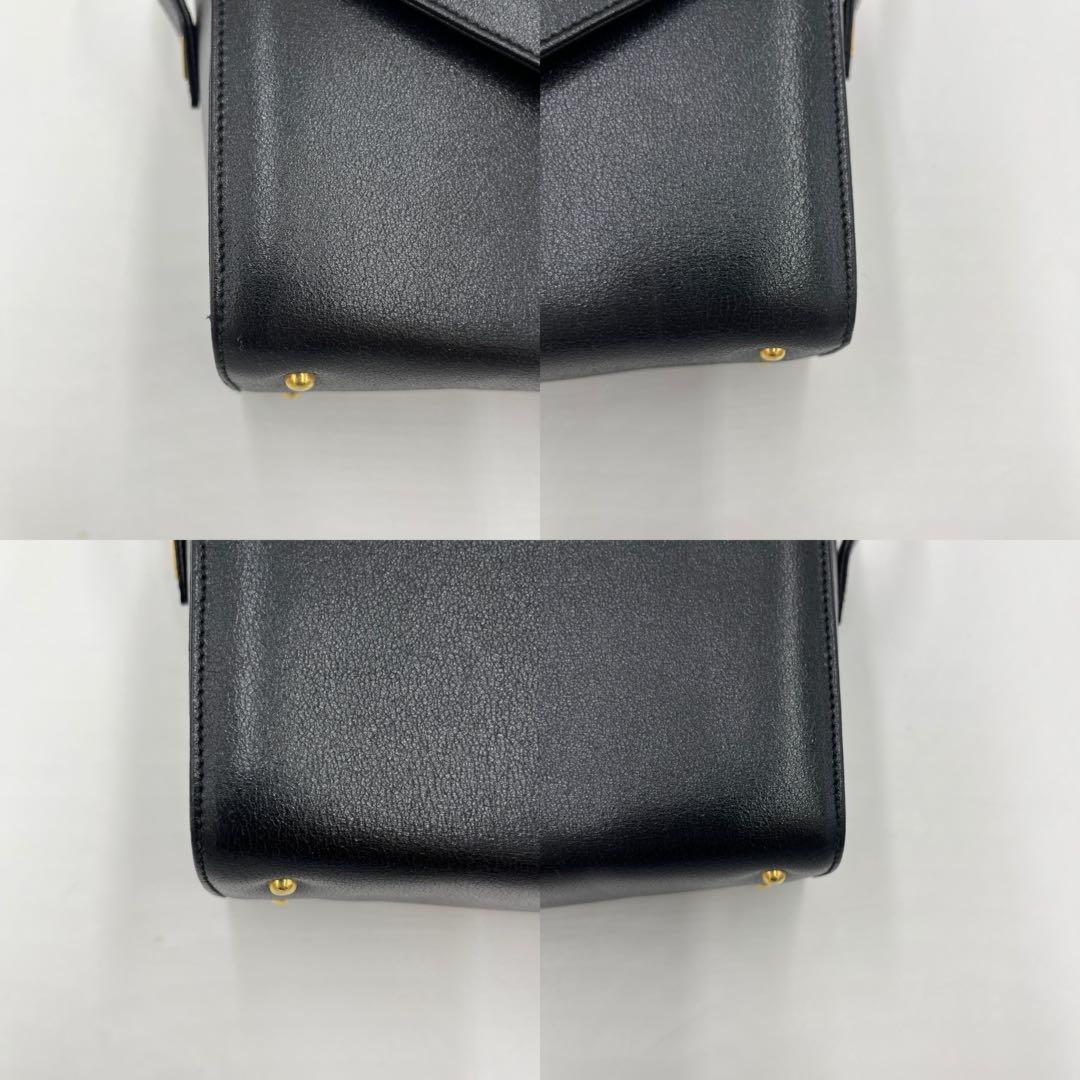 Valentino Hand Bag Tote Purse V Logo Leather Black Authentic