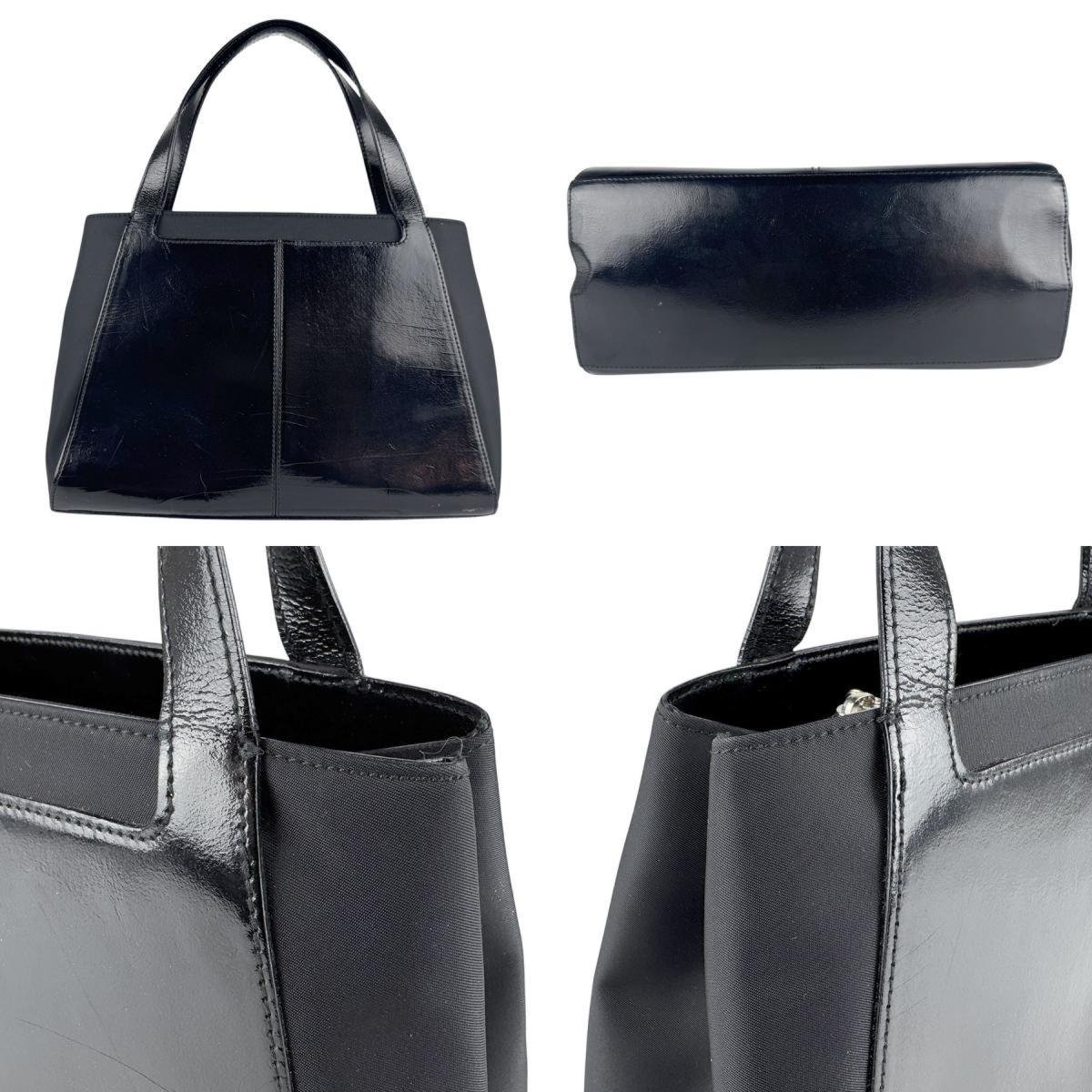 GIVENCHY Hand Bag Tote Purse 4G Nylon Leather Black Authentic