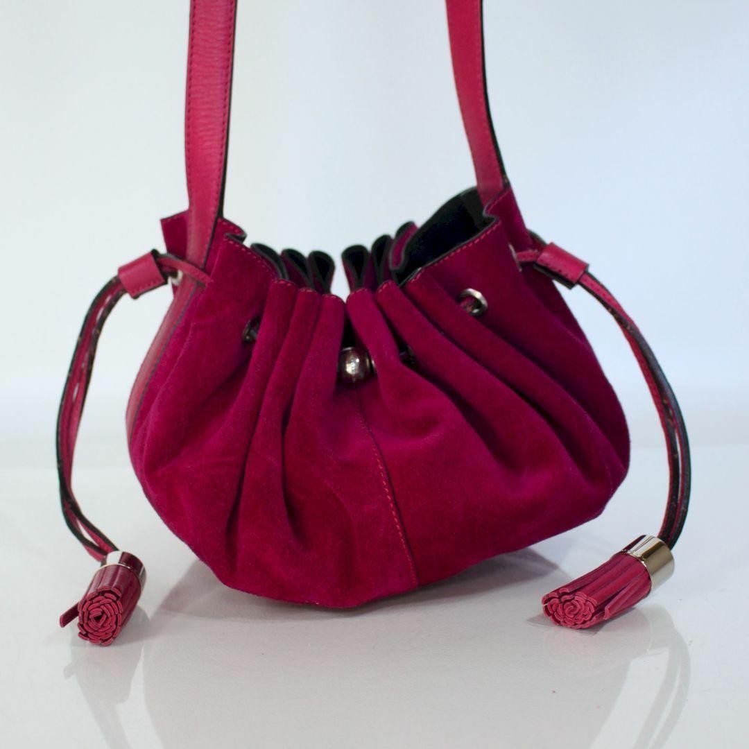 GIVENCHY Shoulder Bag Purse Suede Wine Red Authentic