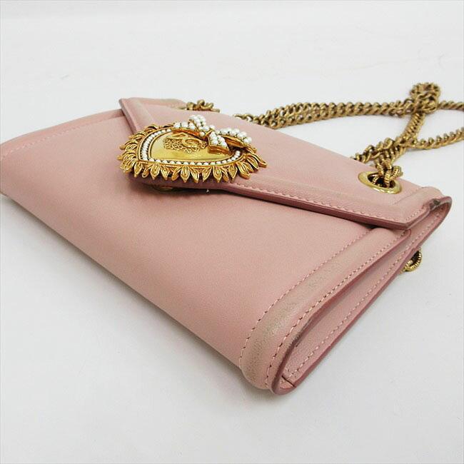 Dolce & Gabbana Shoulder Bag Purse Chain Pink Authentic