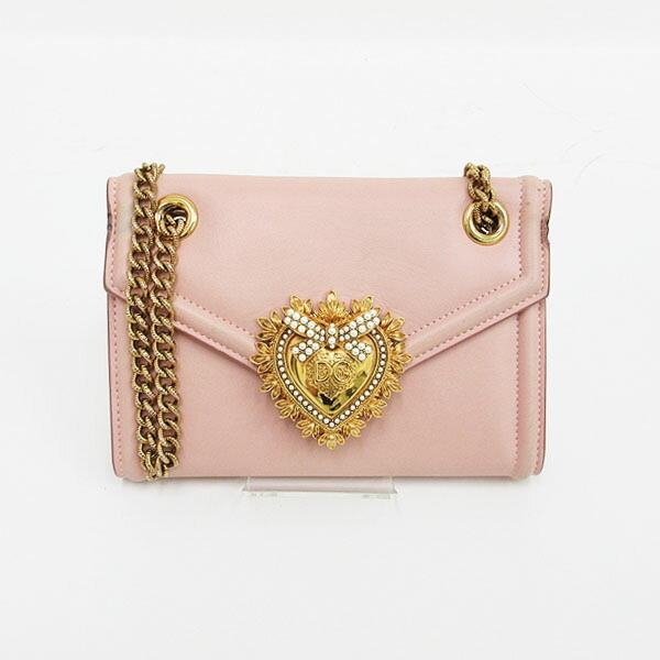 Dolce & Gabbana Shoulder Bag Purse Chain Pink Authentic