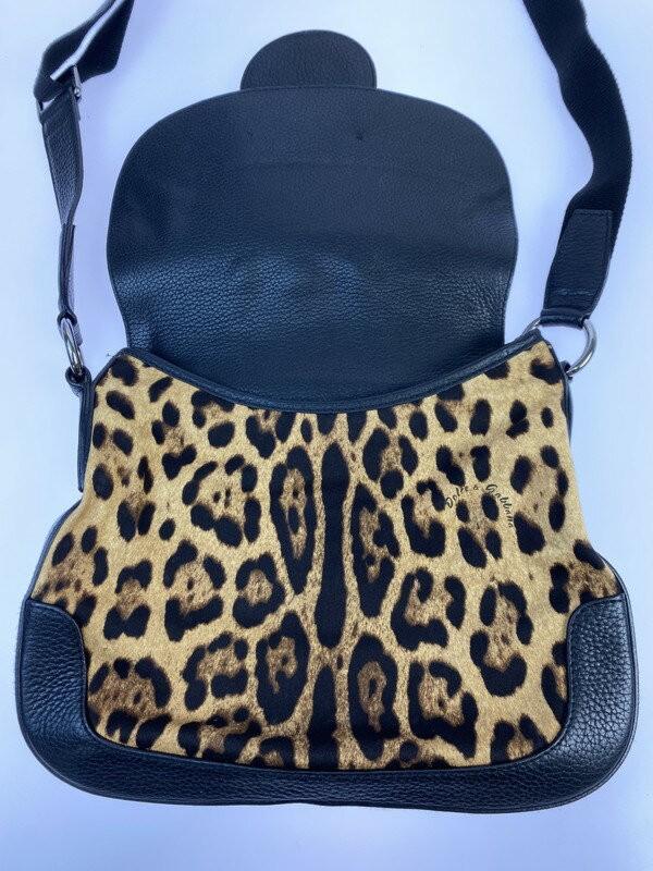 Dolce & Gabbana Shoulder Bag Purse Leopard Black Authentic