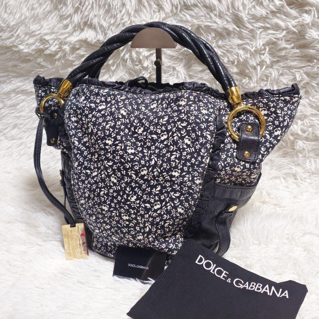 Dolce & Gabbana Hand Bag Tote Purse Leather Canvas Authentic