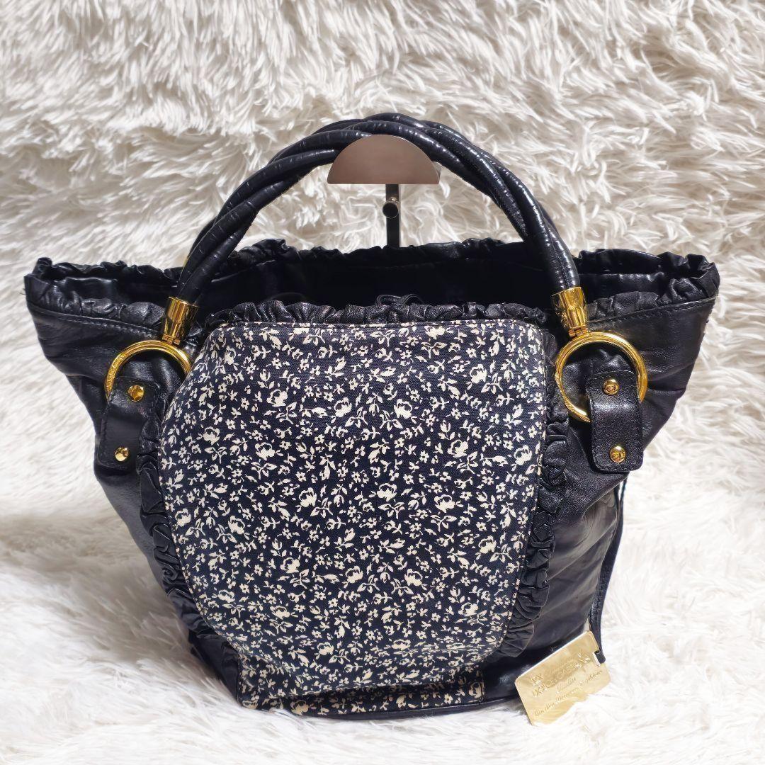 Dolce & Gabbana Hand Bag Tote Purse Leather Canvas Authentic