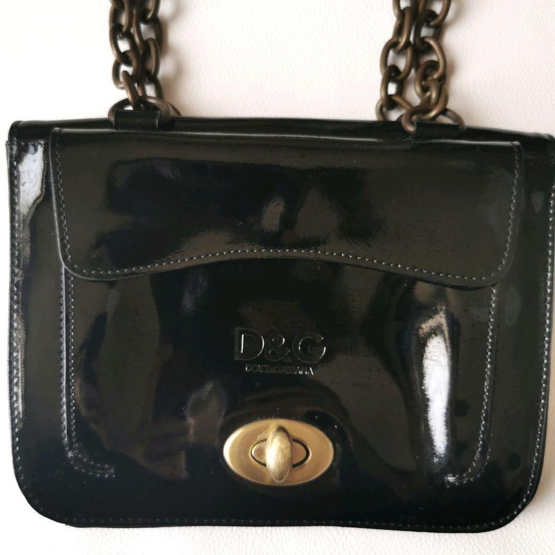 Dolce & Gabbana Hand Bag Tote Purse Chain Black Authentic