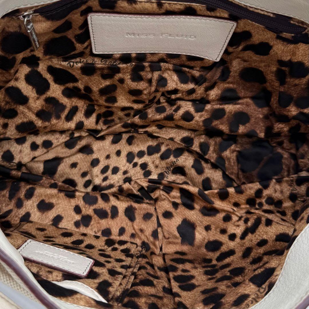Dolce & Gabbana Hand Shoulder Bag Tote Purse 2way Leopard Canvas Beige Authentic