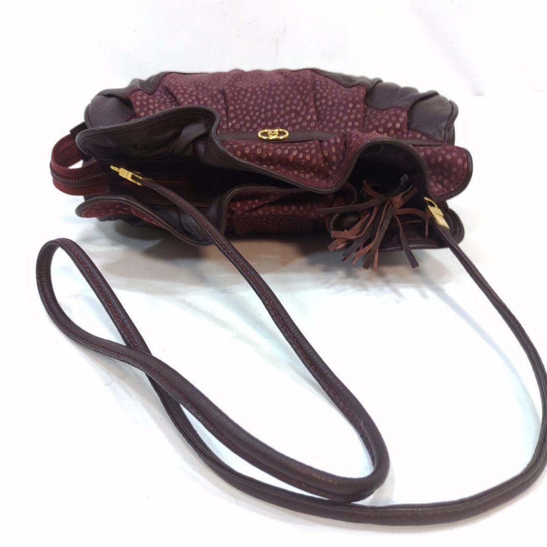 GUCCI Shoulder Bag Purse Interlocking G Leather Bordeaux Authentic