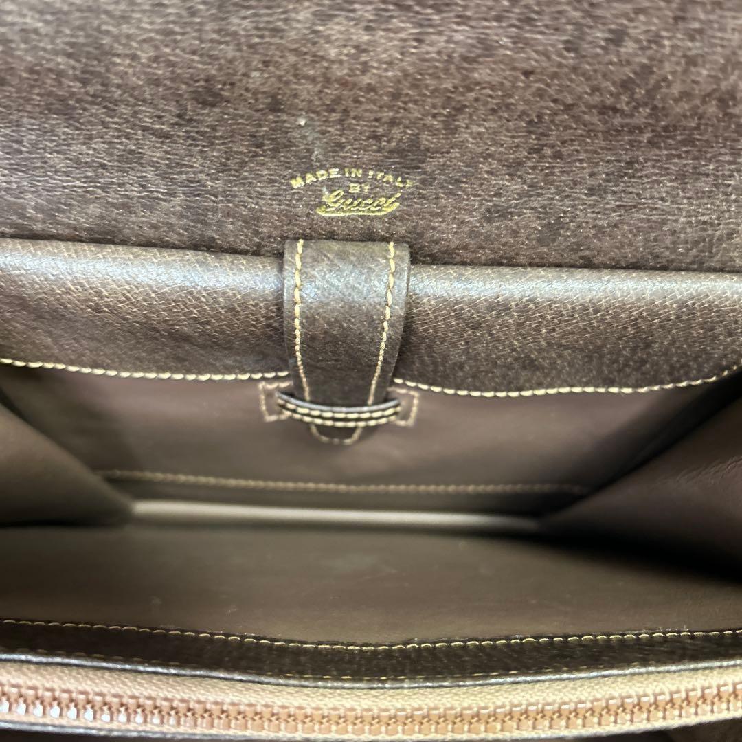 GUCCI Hand Bag Tote Purse OLD Leather Brown Authentic