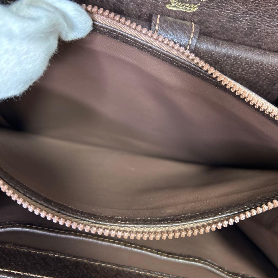 GUCCI Hand Bag Tote Purse OLD Leather Brown Authentic