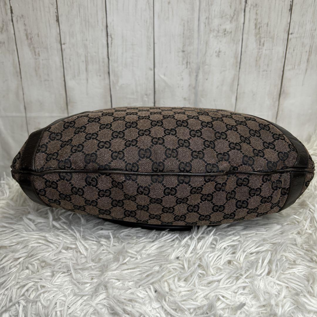 GUCCI Hand Shoulder Bag Tote Purse GG Supreme Leather Brown Authentic