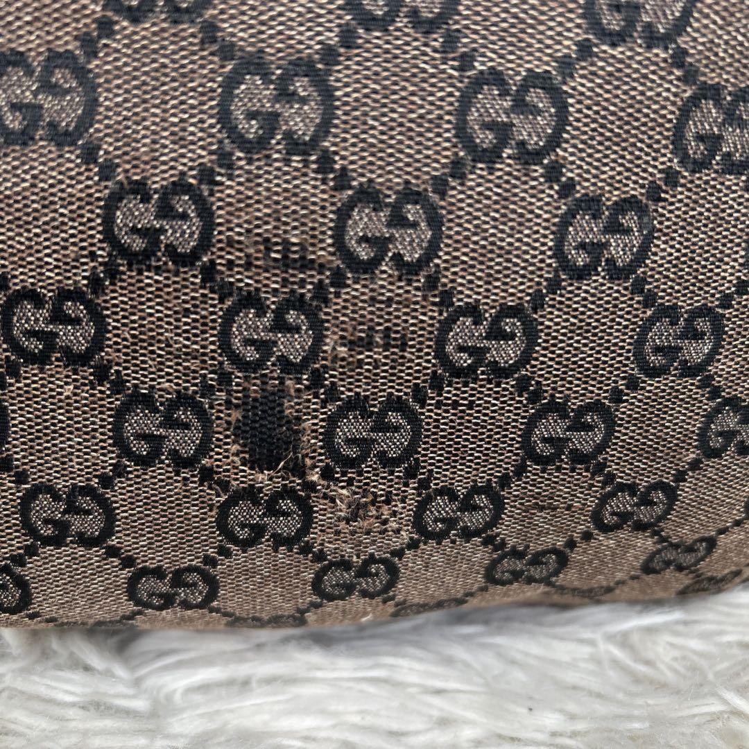 GUCCI Hand Shoulder Bag Tote Purse GG Supreme Leather Brown Authentic