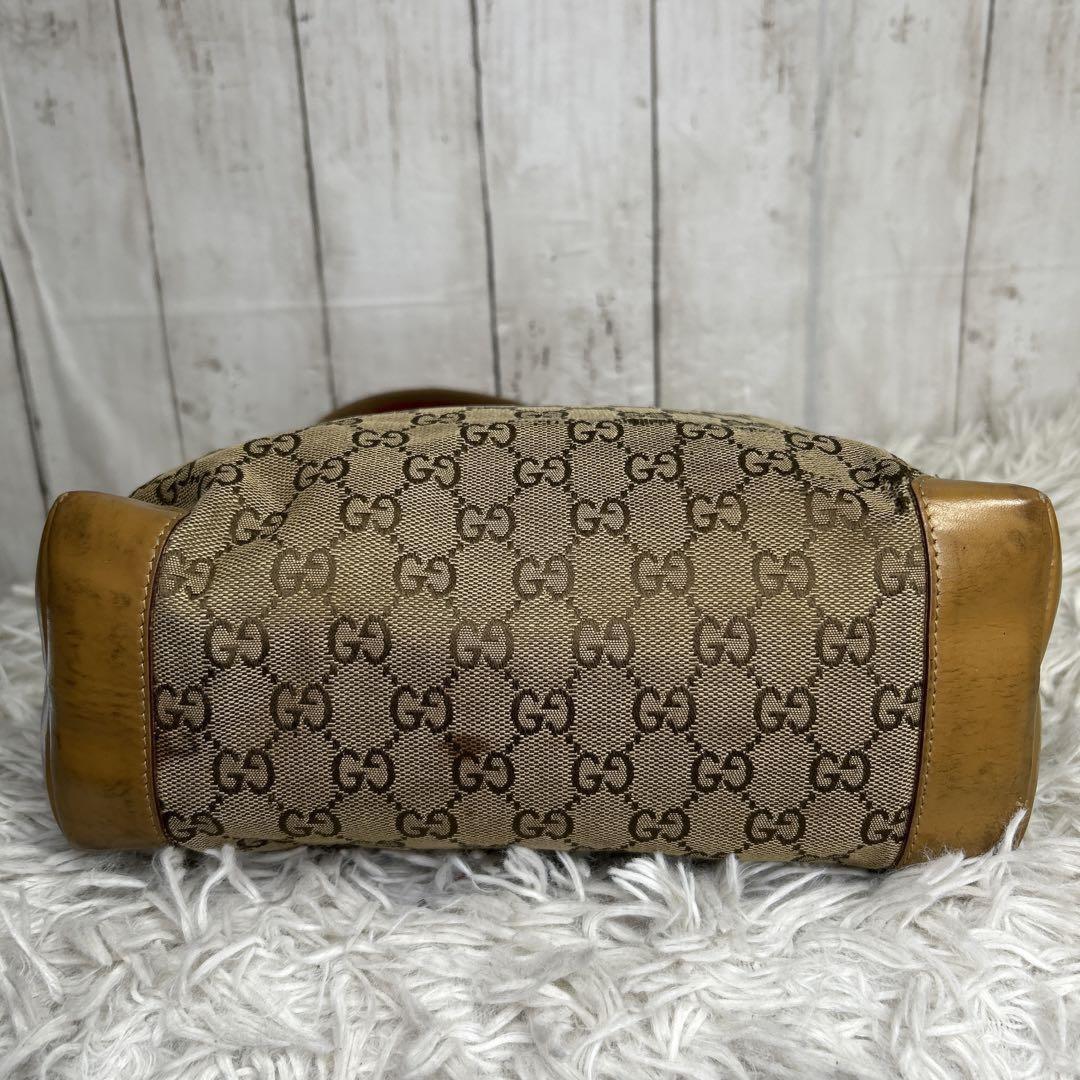 GUCCI Hand Bag Tote Purse GG Canvas Leather Brown Authentic