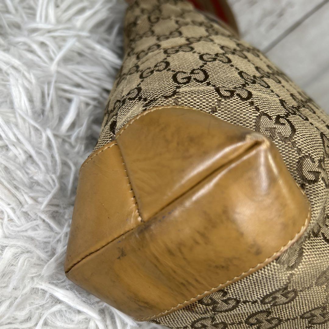 GUCCI Hand Bag Tote Purse GG Canvas Leather Brown Authentic