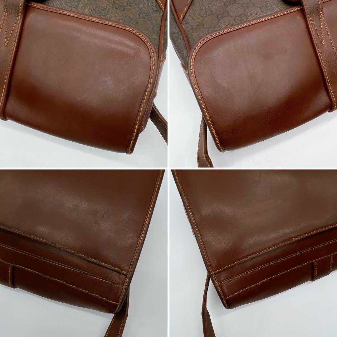 GUCCI Shoulder Bag Purse OLD GG Leather Brown Authentic