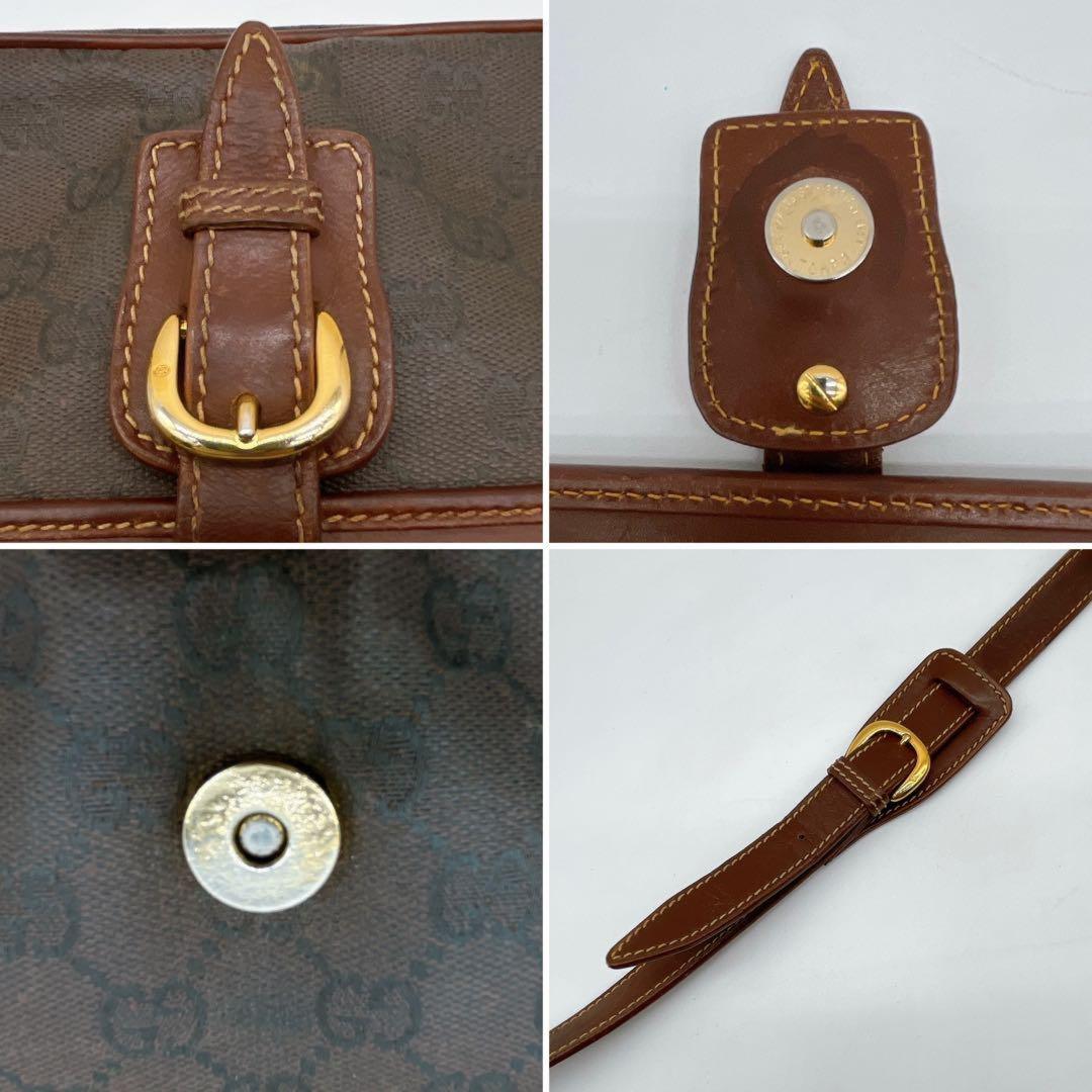GUCCI Shoulder Bag Purse OLD GG Leather Brown Authentic