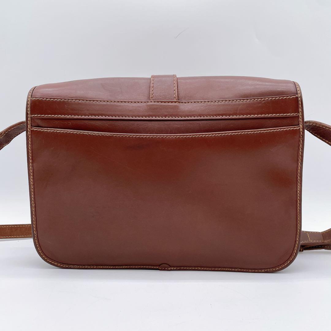 GUCCI Shoulder Bag Purse OLD GG Leather Brown Authentic