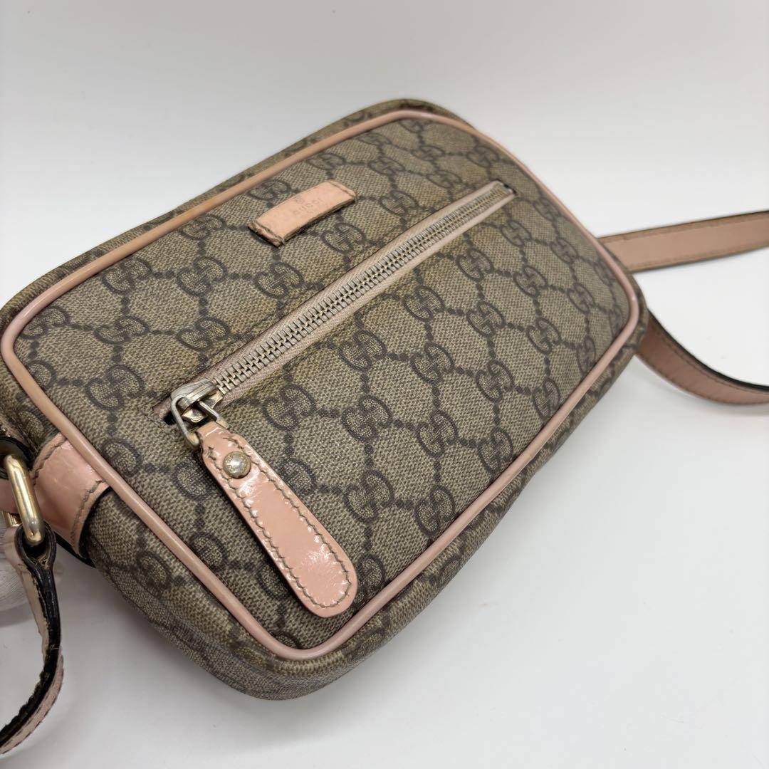 GUCCI Shoulder Bag Purse GG Leather PVC Pink Authentic