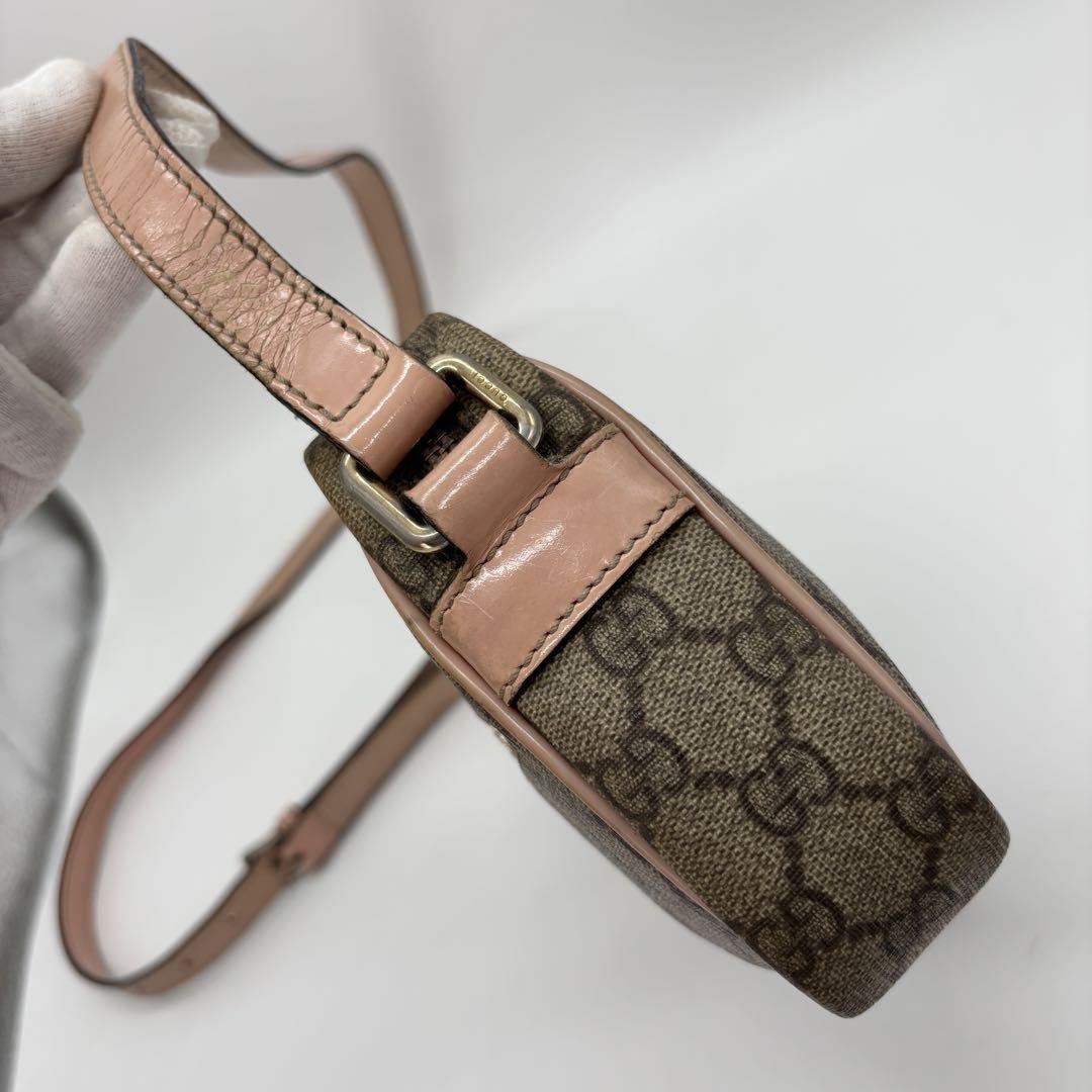 GUCCI Shoulder Bag Purse GG Leather PVC Pink Authentic