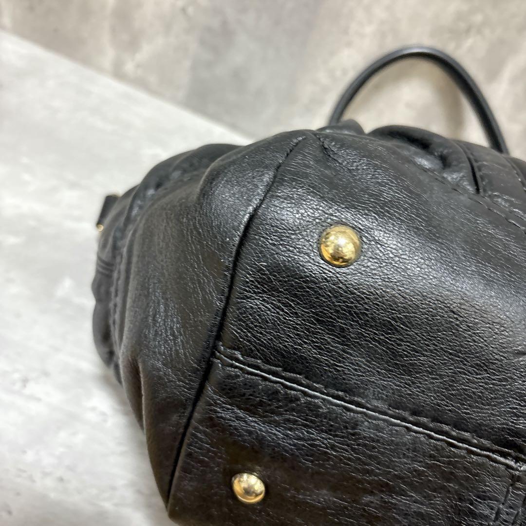 GUCCI Boston Bag Hand Tote Purse Leather Black Authentic