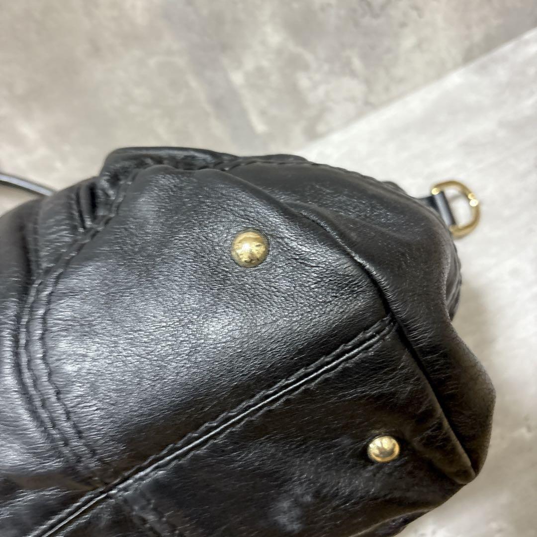 GUCCI Boston Bag Hand Tote Purse Leather Black Authentic