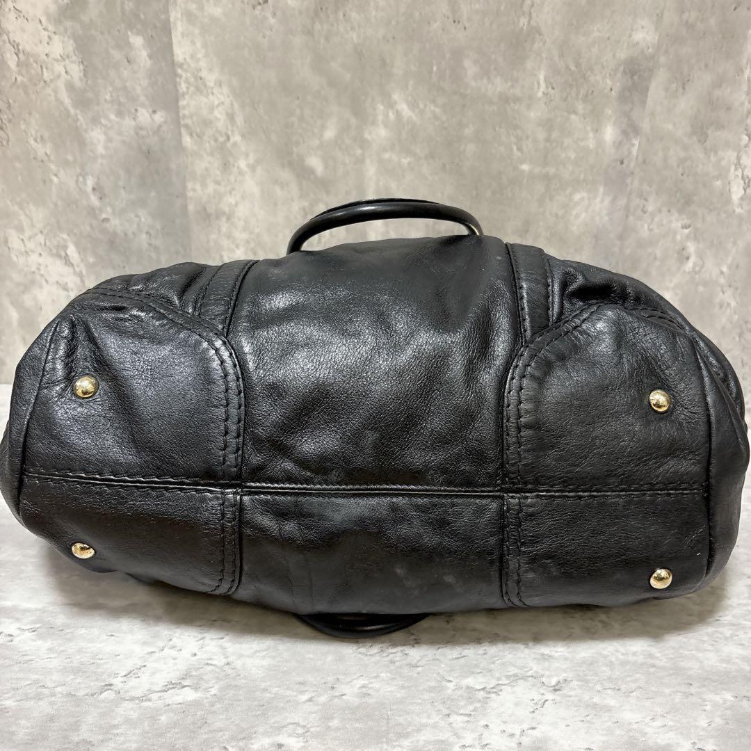 GUCCI Boston Bag Hand Tote Purse Leather Black Authentic