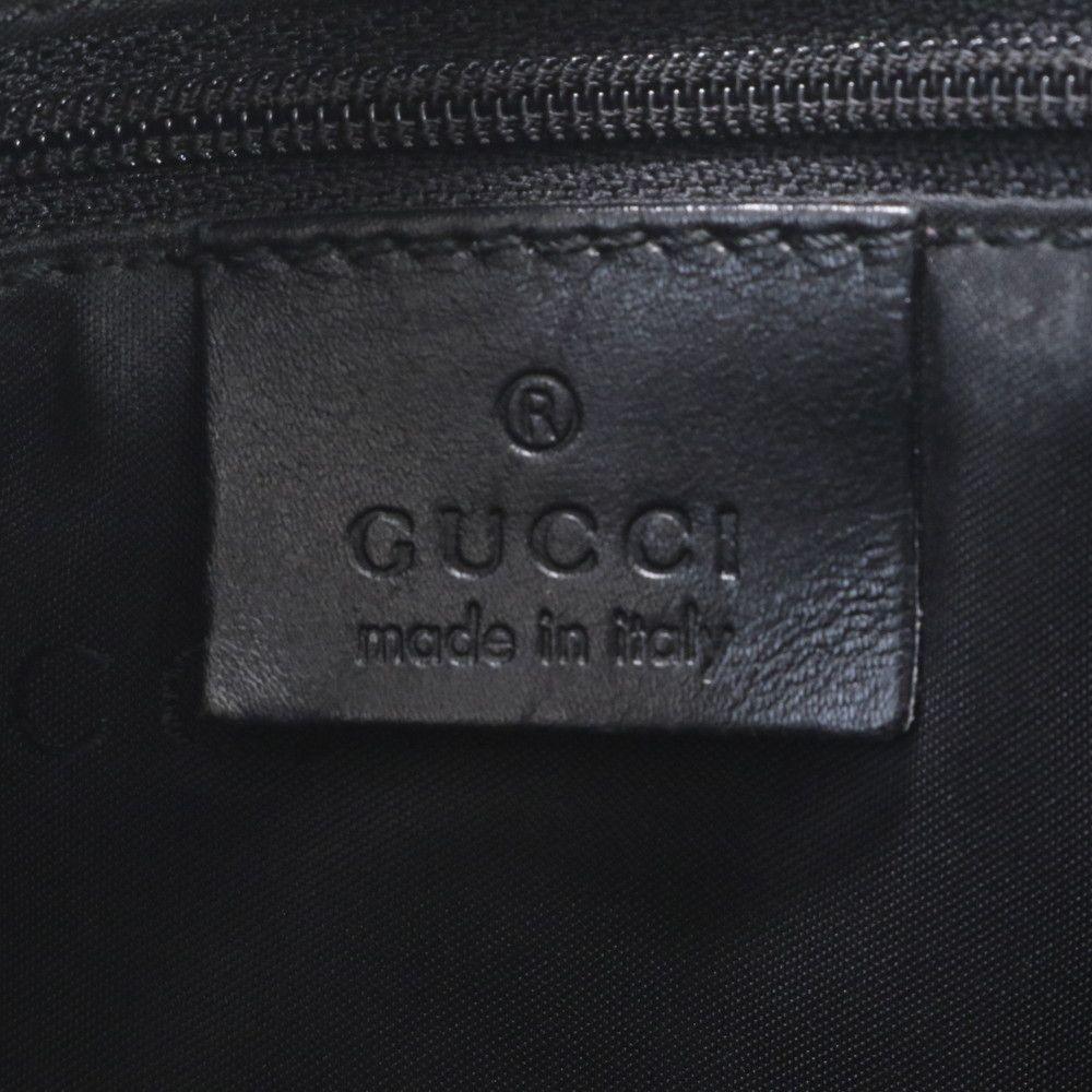 GUCCI Hand Shoulder Bag Tote Purse Canvas Leather Black Beige Authentic