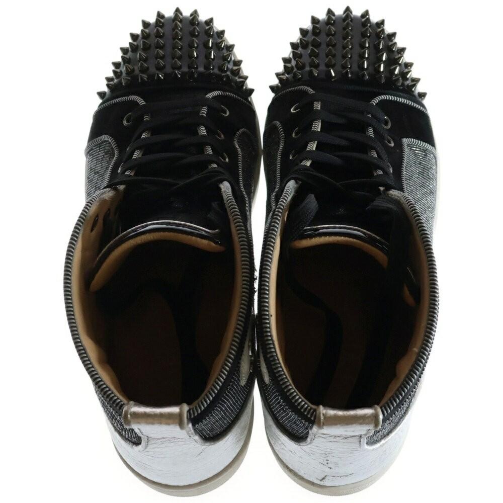 Christian Louboutin Sneakers Shoes High-cut Studs EU 43.5 US 10.5 Black Silver