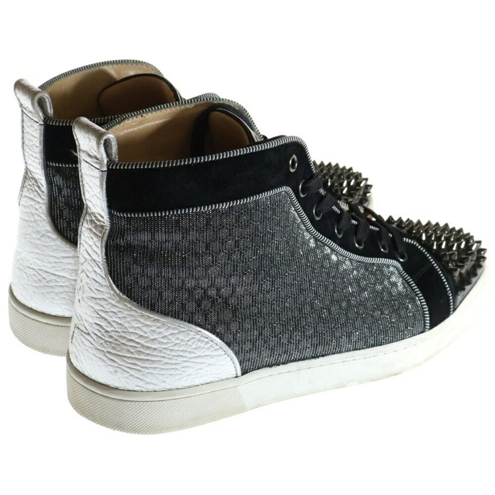Christian Louboutin Sneakers Shoes High-cut Studs EU 43.5 US 10.5 Black Silver