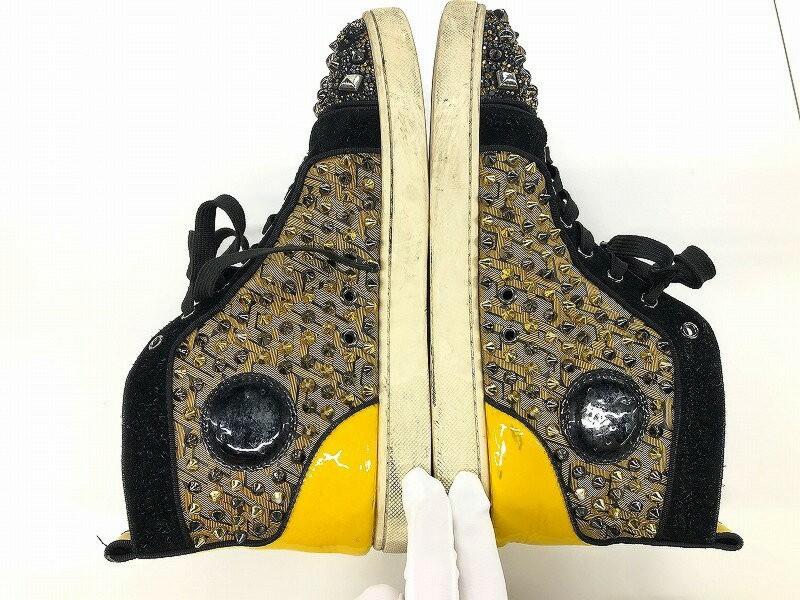 Christian Louboutin Sneakers Shoes High-cut Studs EU 44 US 11 Yellow Authentic