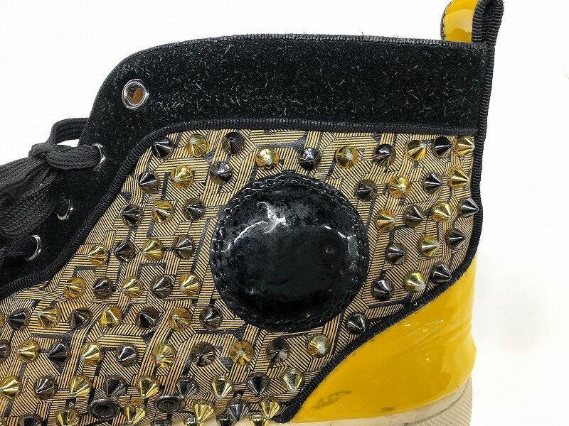 Christian Louboutin Sneakers Shoes High-cut Studs EU 44 US 11 Yellow Authentic