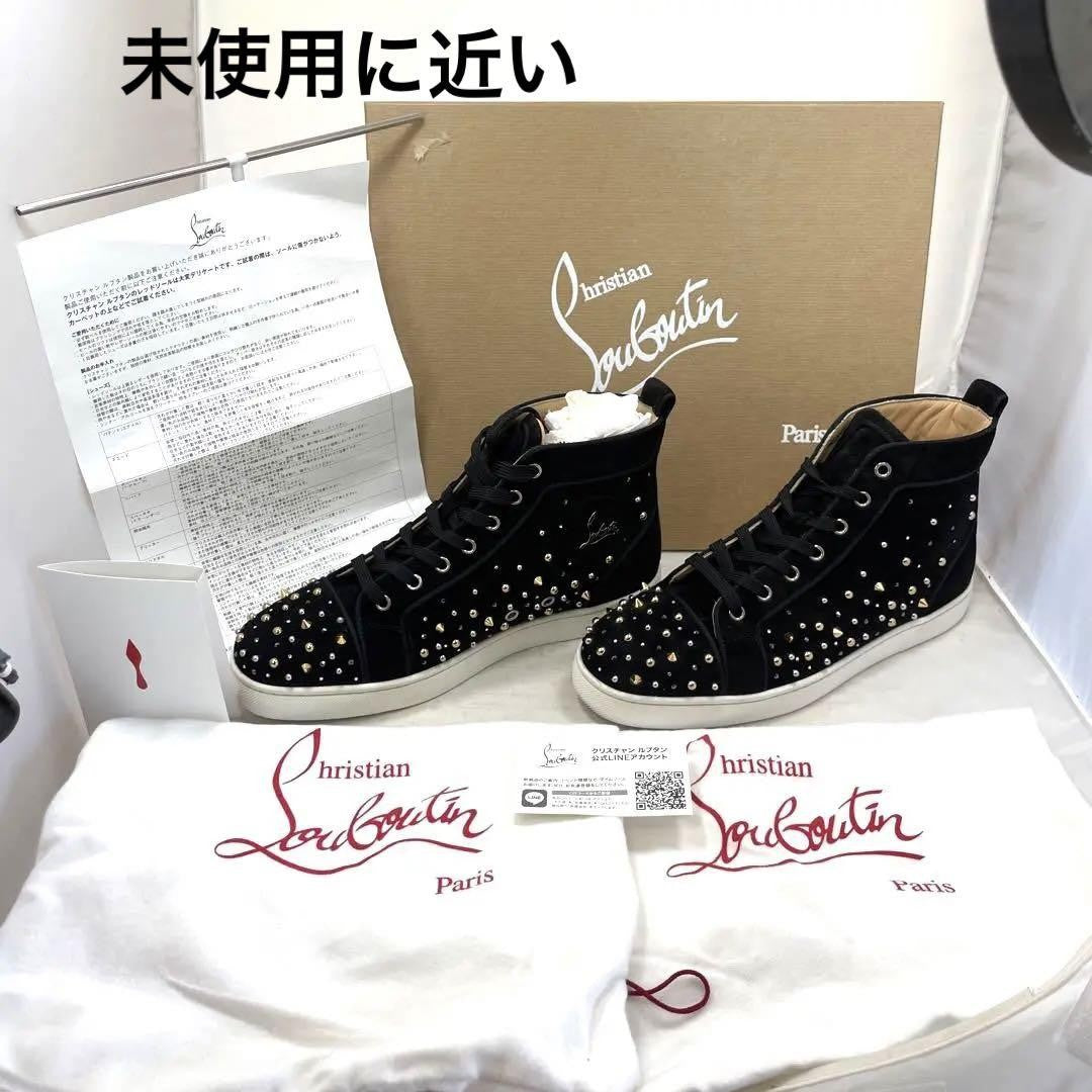 Christian Louboutin Sneakers Shoes High-cut Studs EU 41 US 8 Black Authentic