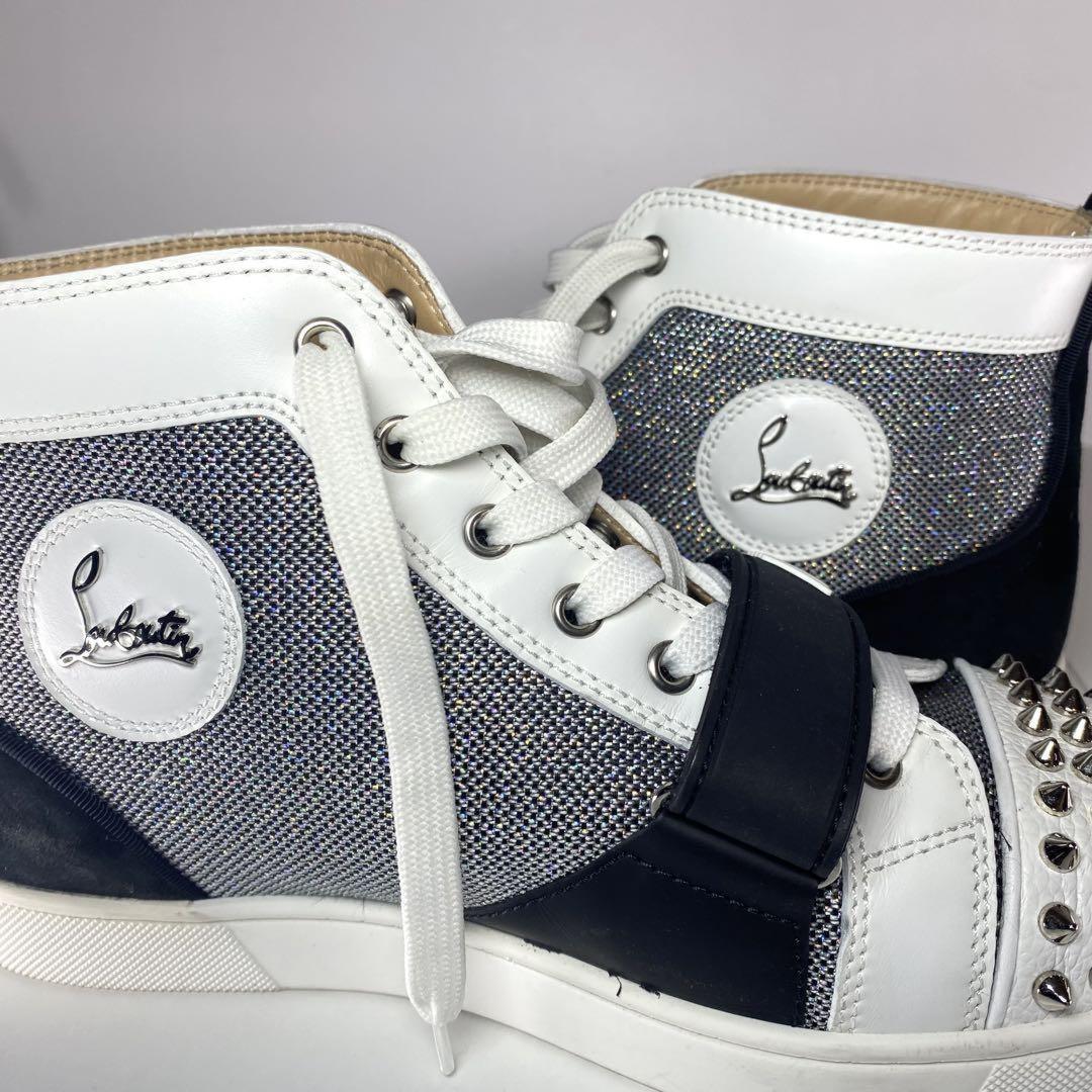 Christian Louboutin LOU SPIKES Sneakers Shoes High-cut Studs EU 42 US 9 Auth