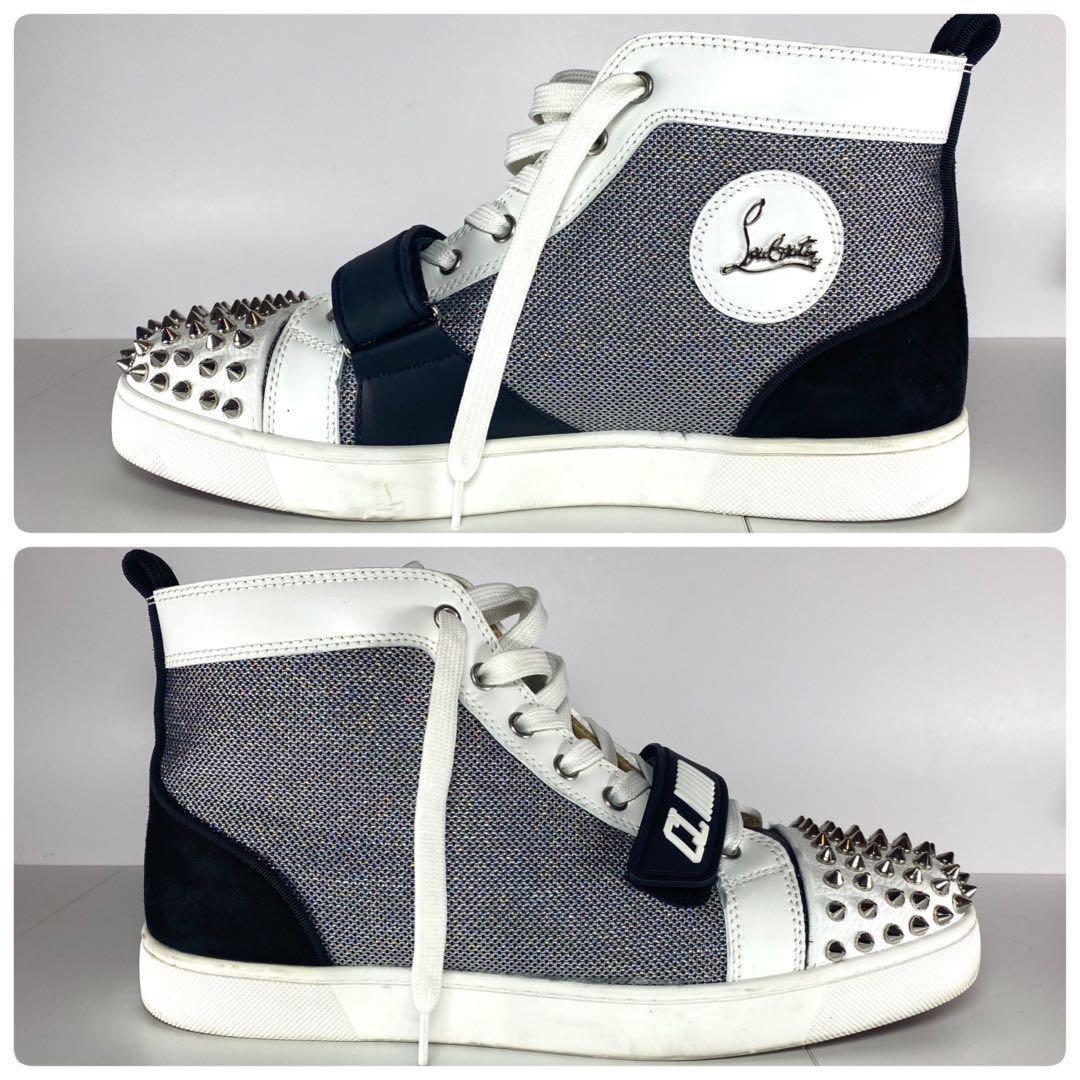 Christian Louboutin LOU SPIKES Sneakers Shoes High-cut Studs EU 42 US 9 Auth