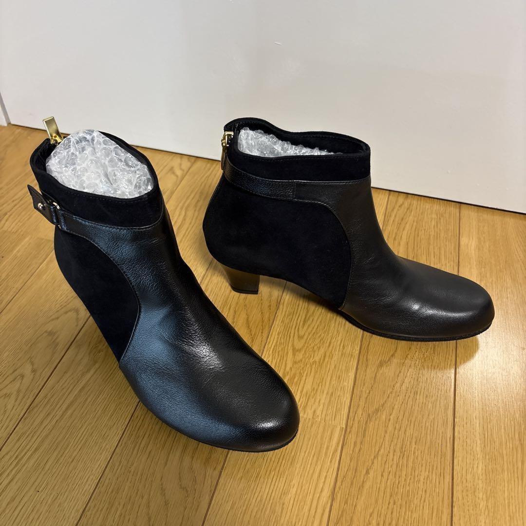 GUCCI Short Boots Shoes EU 36.5 US 6.5 Leather Suede Black Authentic