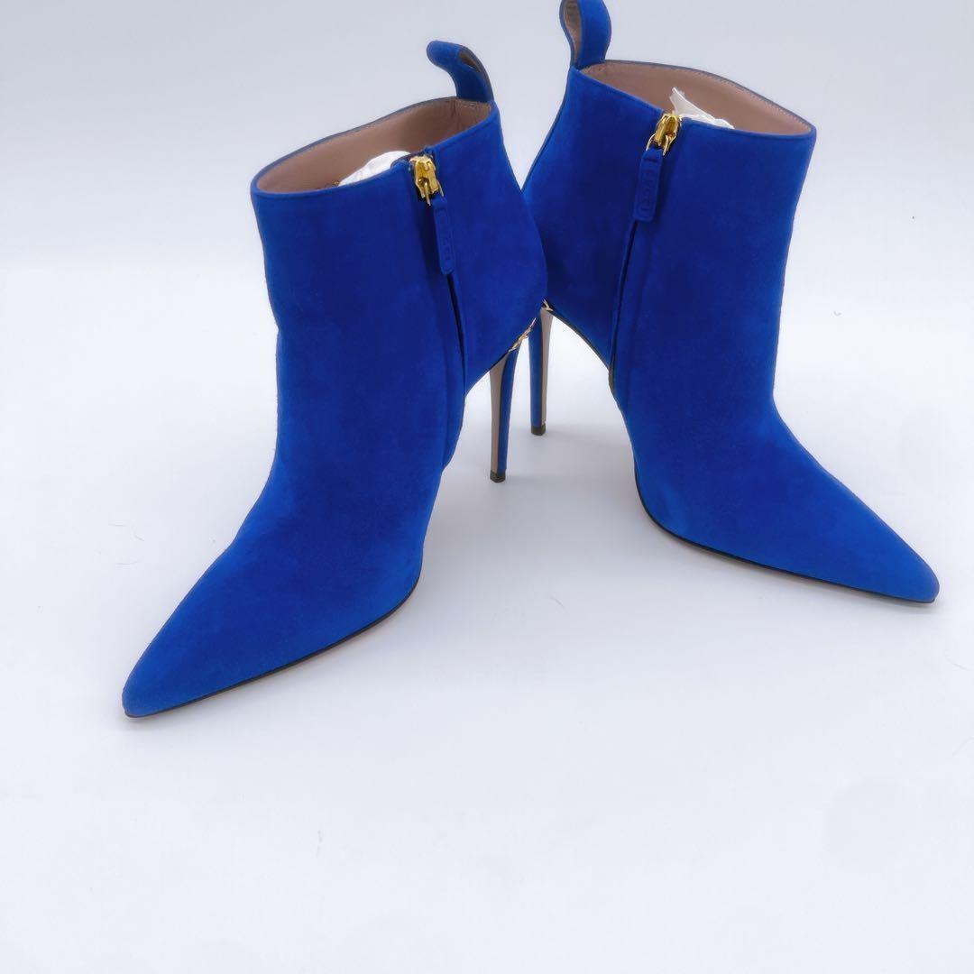 GUCCI Short Boots Shoes EU 38 US 8 Suede Blue Authentic