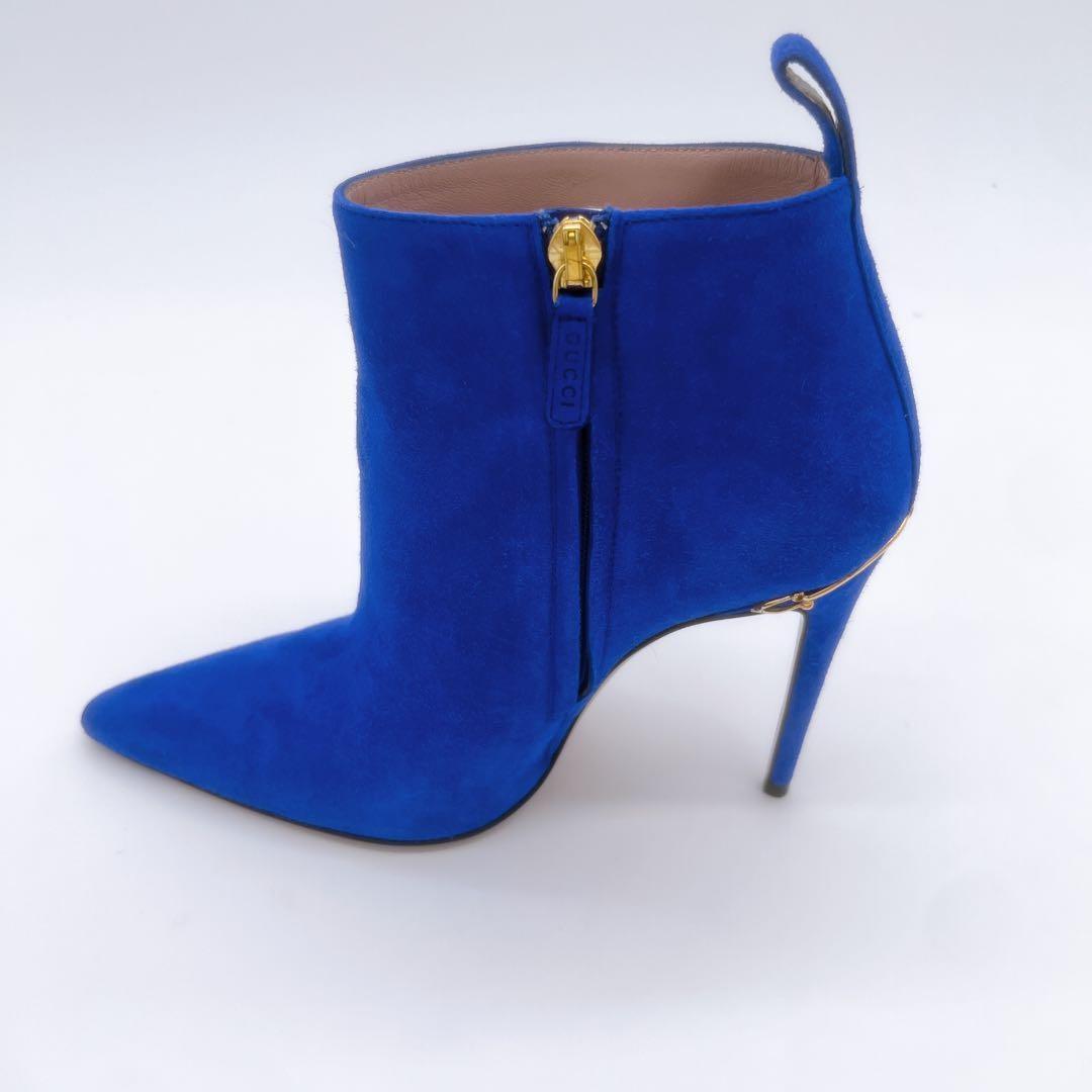 GUCCI Short Boots Shoes EU 38 US 8 Suede Blue Authentic