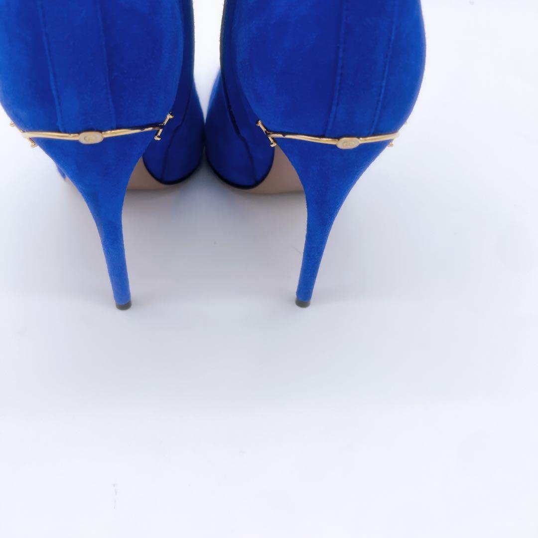 GUCCI Short Boots Shoes EU 38 US 8 Suede Blue Authentic