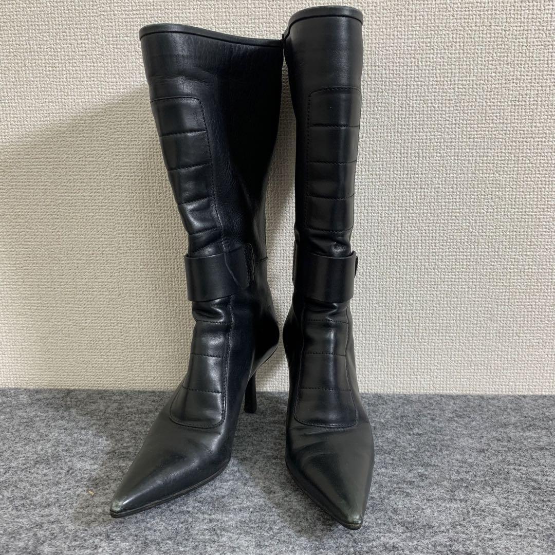 GUCCI Boots Shoes EU 35.5 US 5.5 Leather Black Authentic