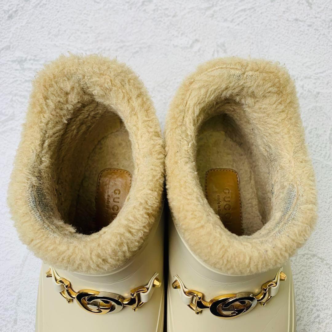 GUCCI Boots Shoes Mouton Interlocking EU 36 US 6 Off White Authentic