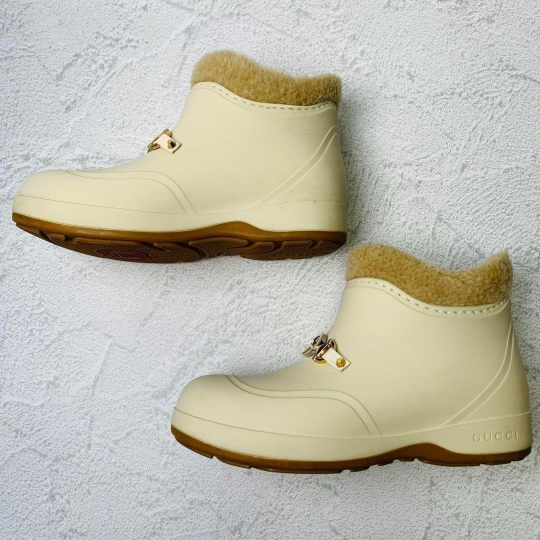 GUCCI Boots Shoes Mouton Interlocking EU 36 US 6 Off White Authentic