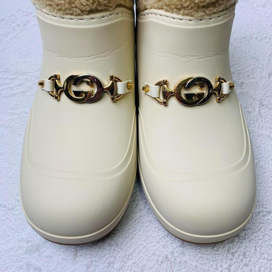 GUCCI Boots Shoes Mouton Interlocking EU 36 US 6 Off White Authentic
