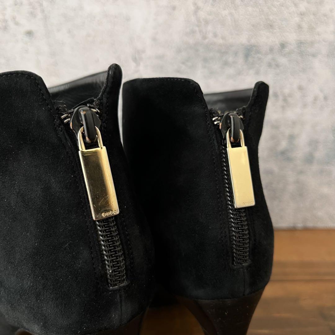 GUCCI Short Boots Bootie Shoes EU 35.5 US 5.5 Suede Black Authentic