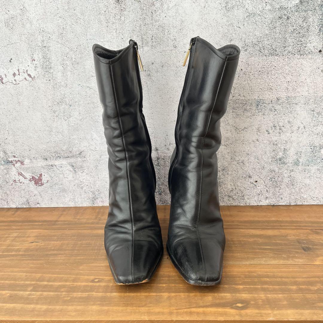 GUCCI Boots Bootie Shoes EU 37 US 7 Leather Black Authentic