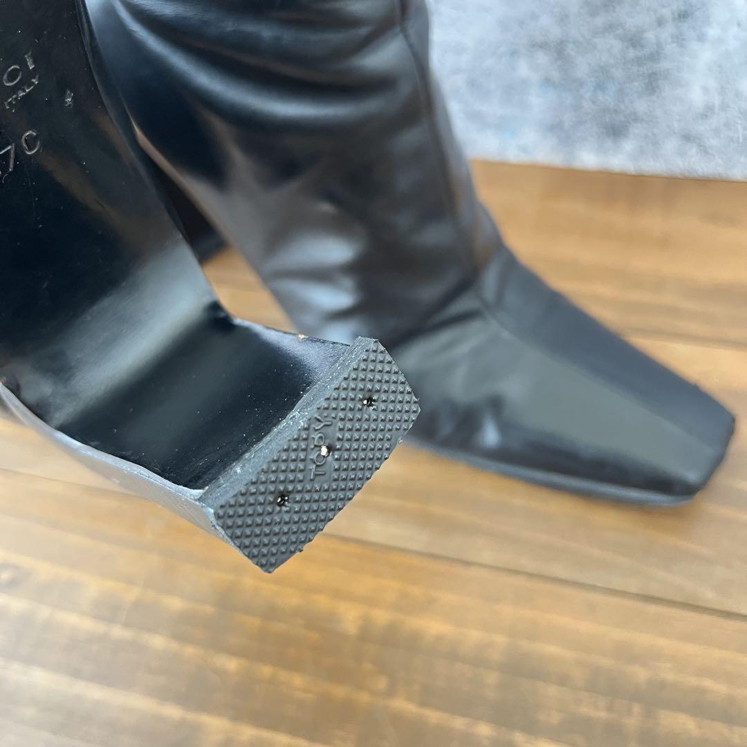 GUCCI Boots Bootie Shoes EU 37 US 7 Leather Black Authentic