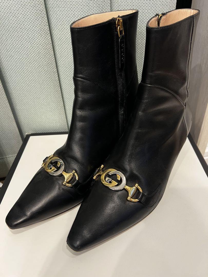 GUCCI Short Boots Shoes EU 35.5 US 5.5 Leather Black Authentic