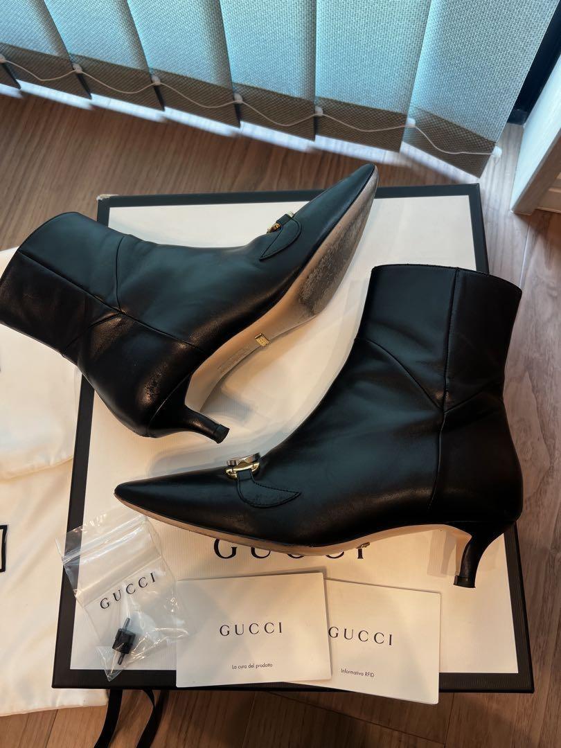 GUCCI Short Boots Shoes EU 35.5 US 5.5 Leather Black Authentic