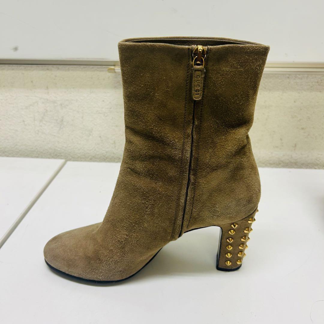 GUCCI Boots Shoes EU 36.5 US 6.5 Suede Beige Authentic