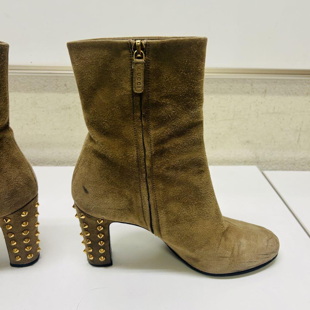 GUCCI Boots Shoes EU 36.5 US 6.5 Suede Beige Authentic