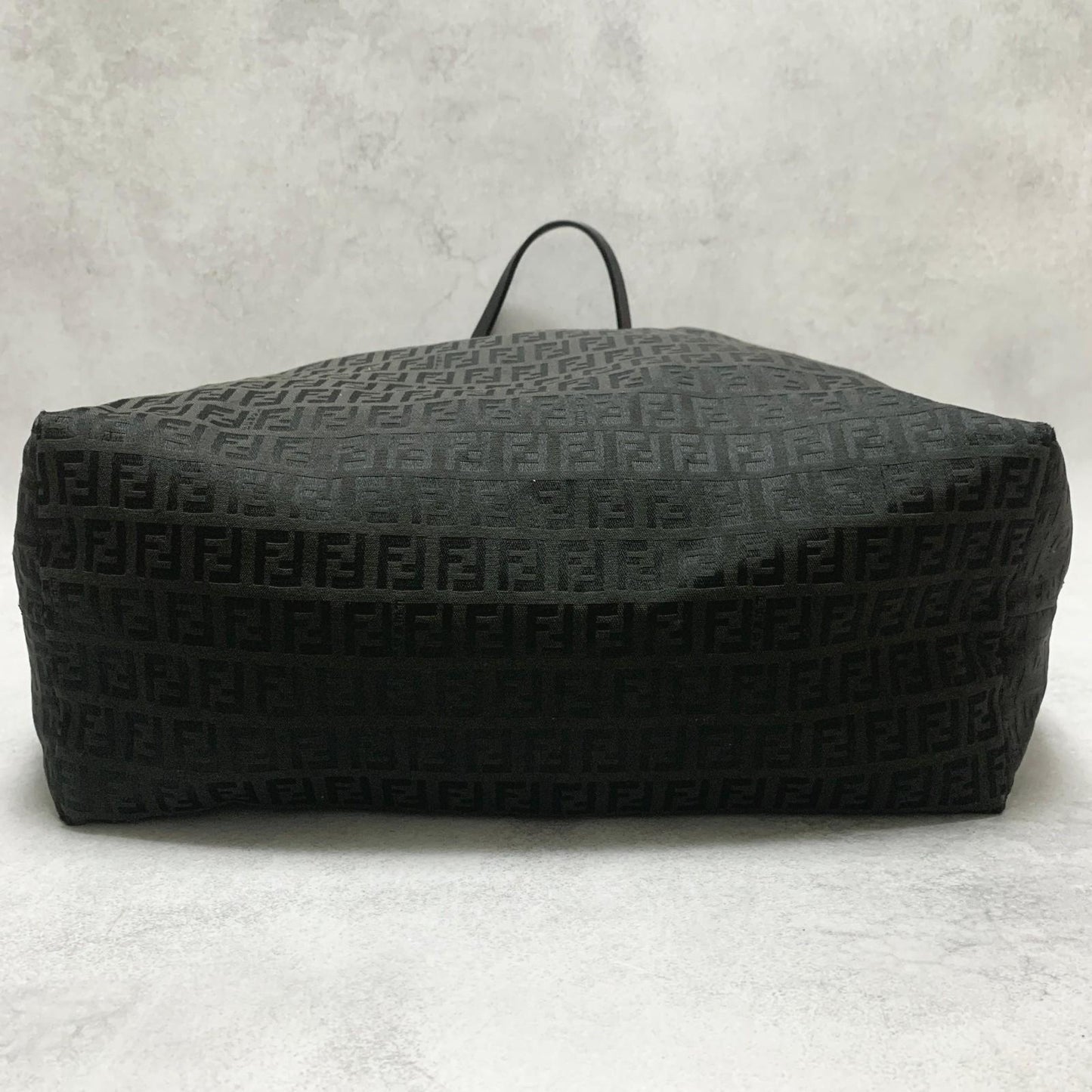 FENDI Bag FF Zucchino With Pouch Hand Tote Purse Canvas Black Used Authentic