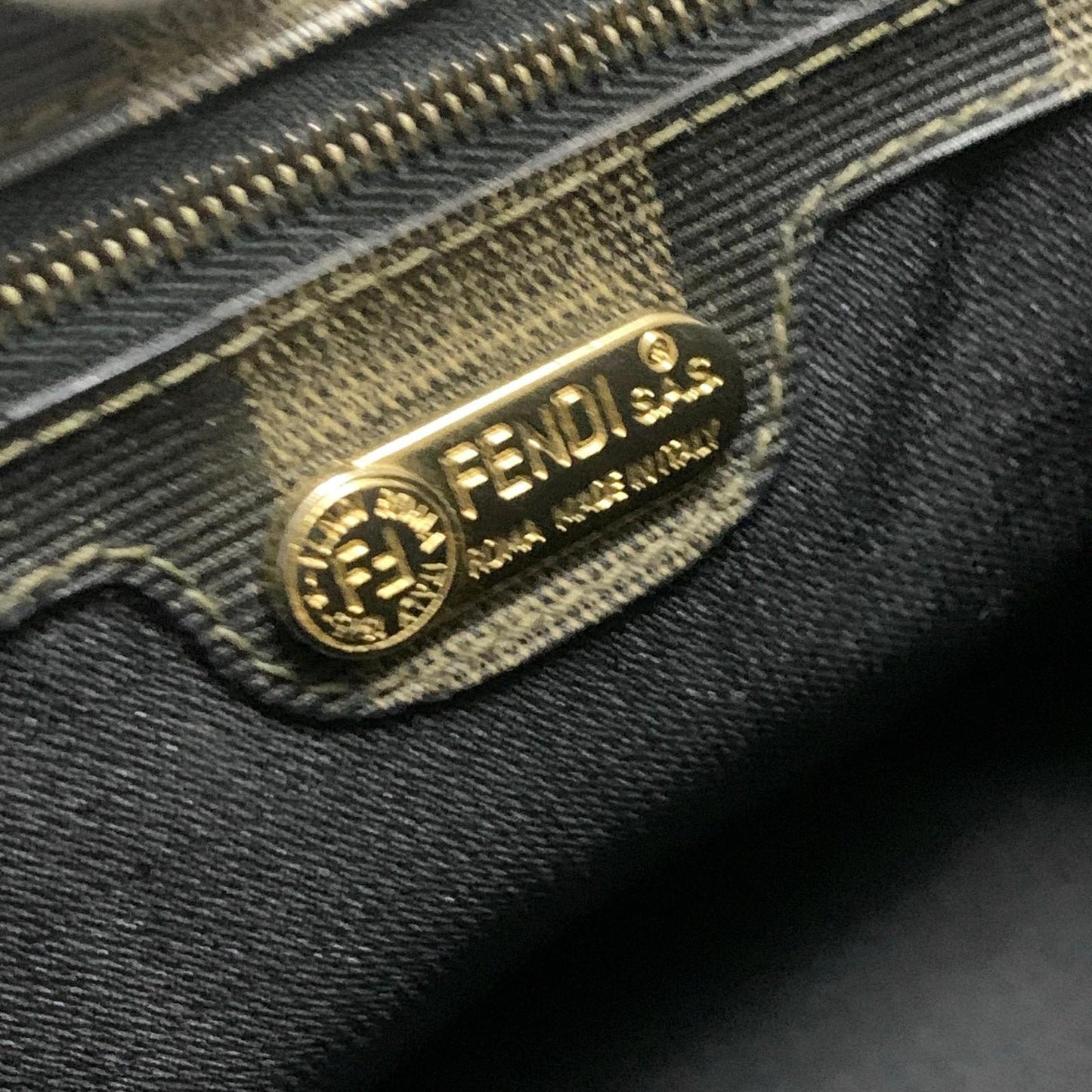 FENDI Bag Pecan FF Shoulder Purse Leather Brown Gold Used Women's Authentic